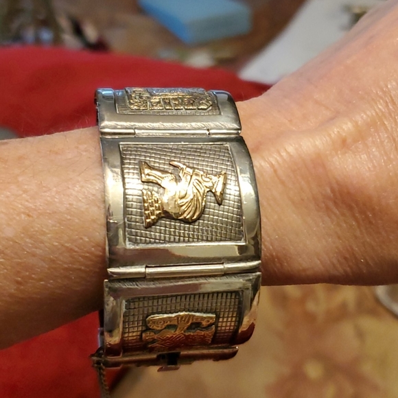 Sterling Silver 18K Gold Bracelet Industria Perua - Picture 10 of 16